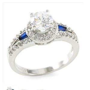 Gorgeous White and Blue Sapphire Ring